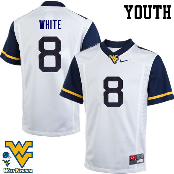 NCAA Youth Kyzir White West Virginia Mountaineers White #8 Nike Stitched Football College Authentic Jersey DC23C73IU